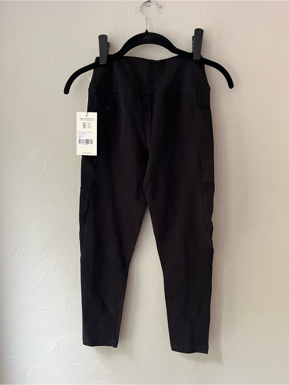 MATE THE LABEL ORGANIC STRETCH MIDI LEGGINGS WITH POCKETS JET BLACK XS S - Picture 5 of 5